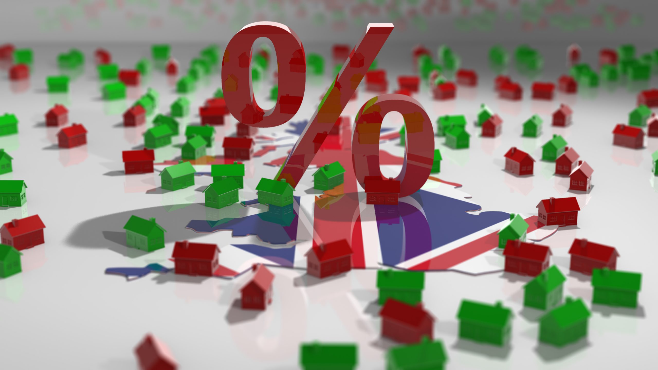 United Kingdom population growth house property prices and housing affordability - Conceptual 3D illustration render