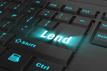 blue glowing Lend key on black computer keyboard, 3d illustration