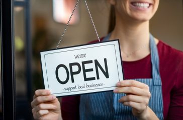Open sign in a small business shop