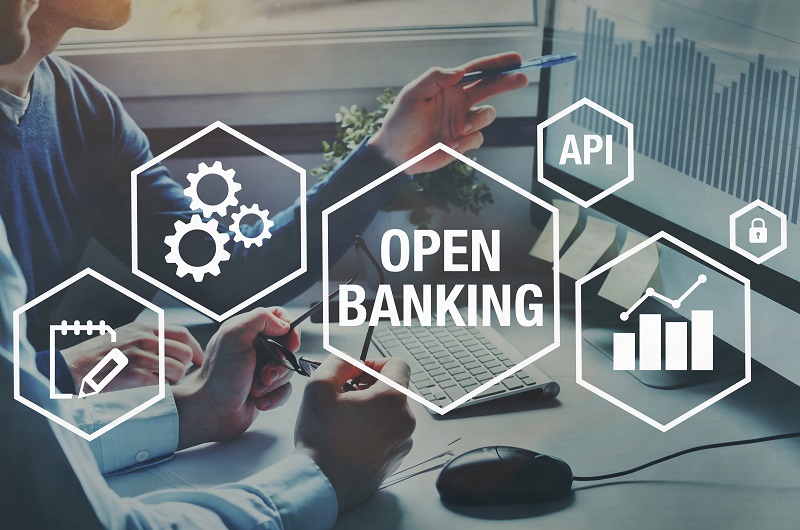 open banking concept diagram, api financial technology, fintech