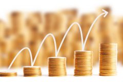 Rows of gold coins for finance and banking concept