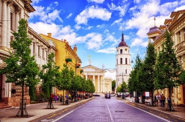Gediminas Avenue and Cathedral square, Vilnius, Lithuania,
