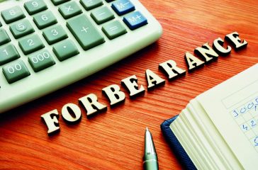 Forbearance word from wooden letters.