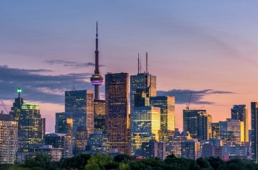 Toronto city view from Riverdale Avenue. Ontario, Canada
