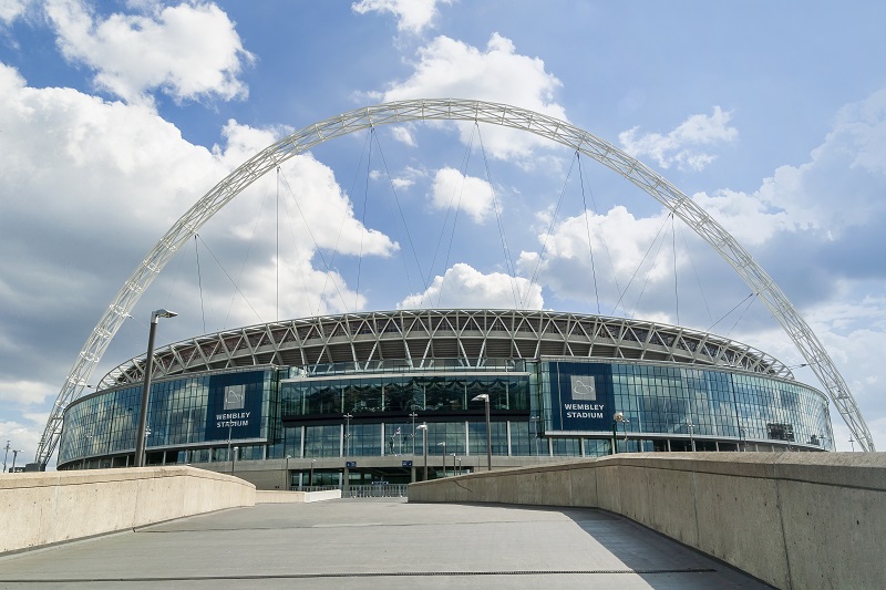 London, UK, July 29, 2007 : Wembley Stadium at Wembley Park Middlesex is a national sports venue hosting major football matches and is a popular travel destination tourist attraction landmark
