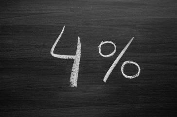 four percent header written with a chalk on the blackboard