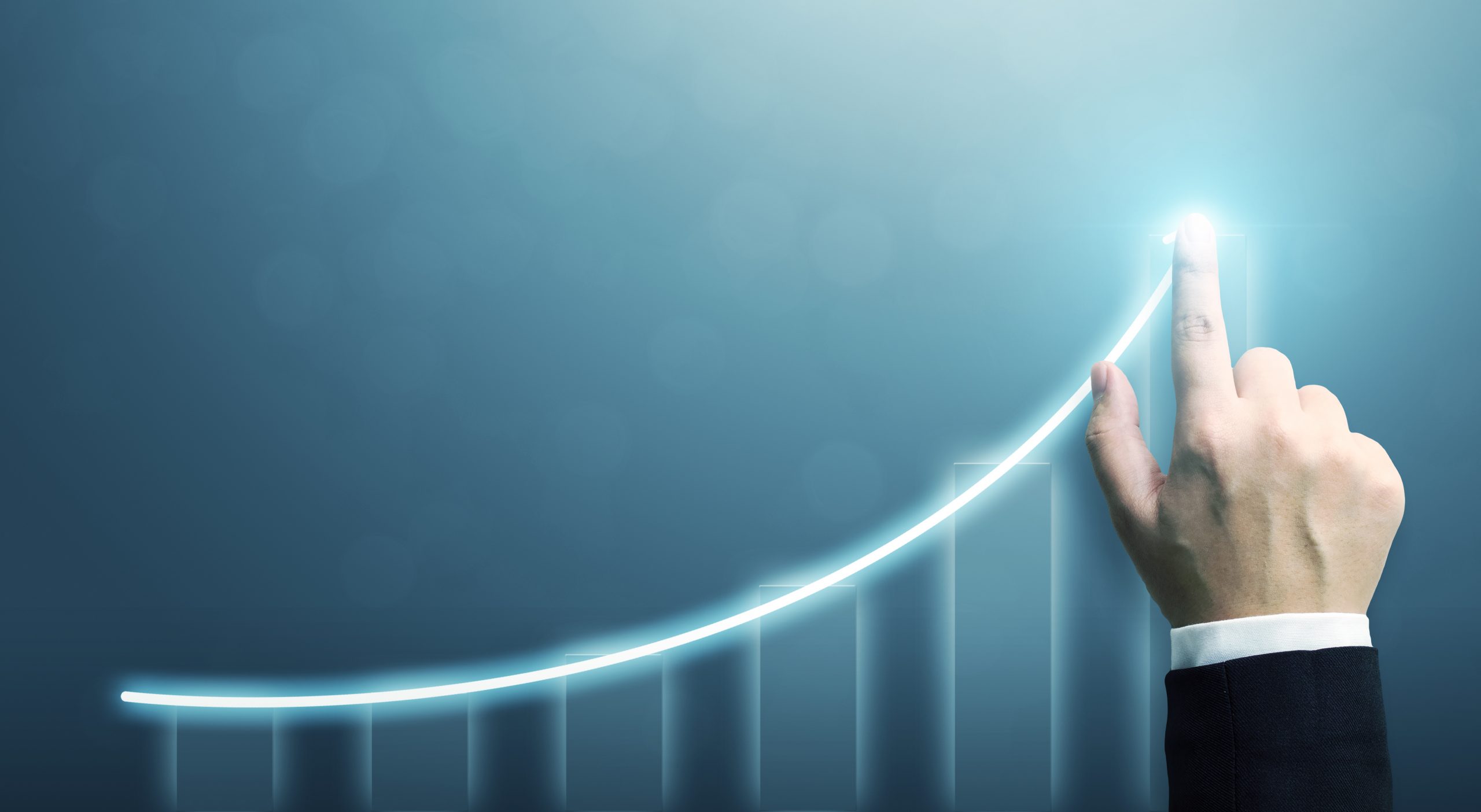 Business development to success and growing growth concept, Businessman pointing arrow graph corporate future growth plan