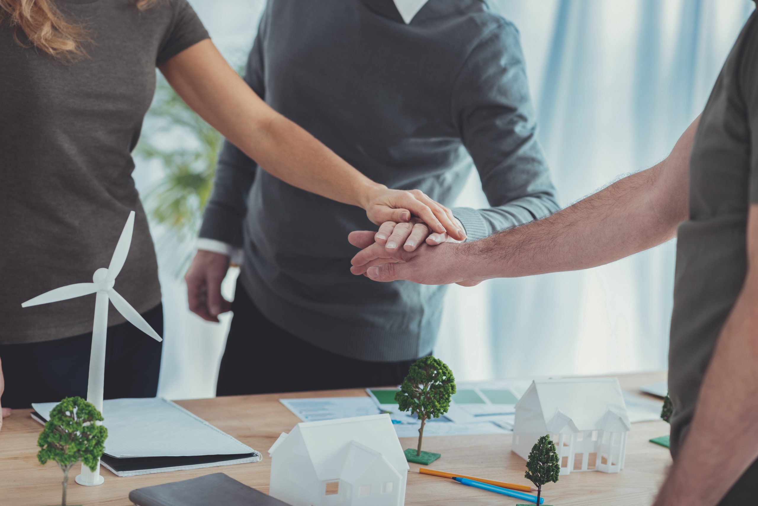 Male and female hands placing together