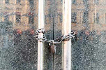 Lockdown shop market closed due to coronavirus pandemic door loc