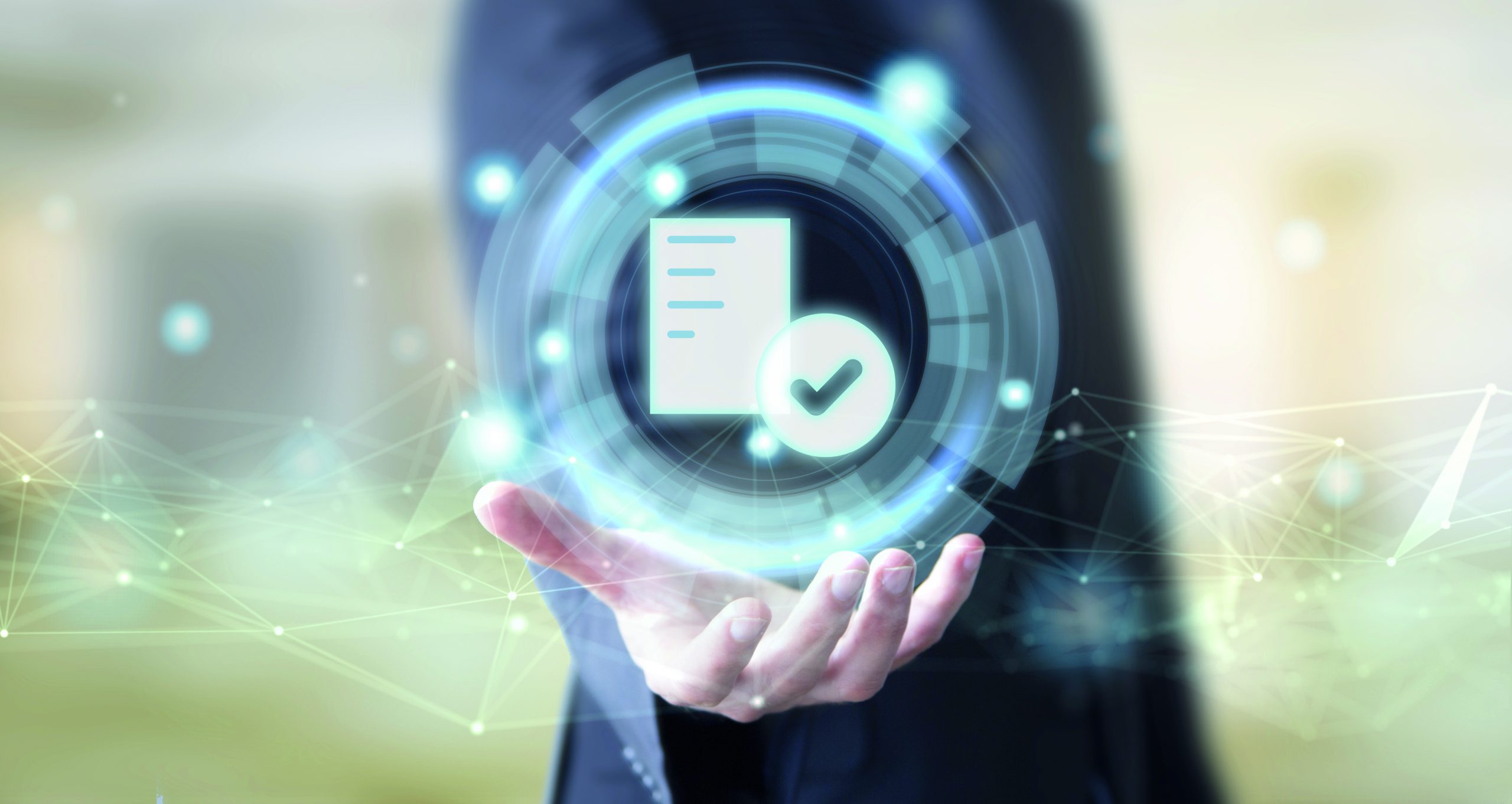 businessman with digital document approving advice concept