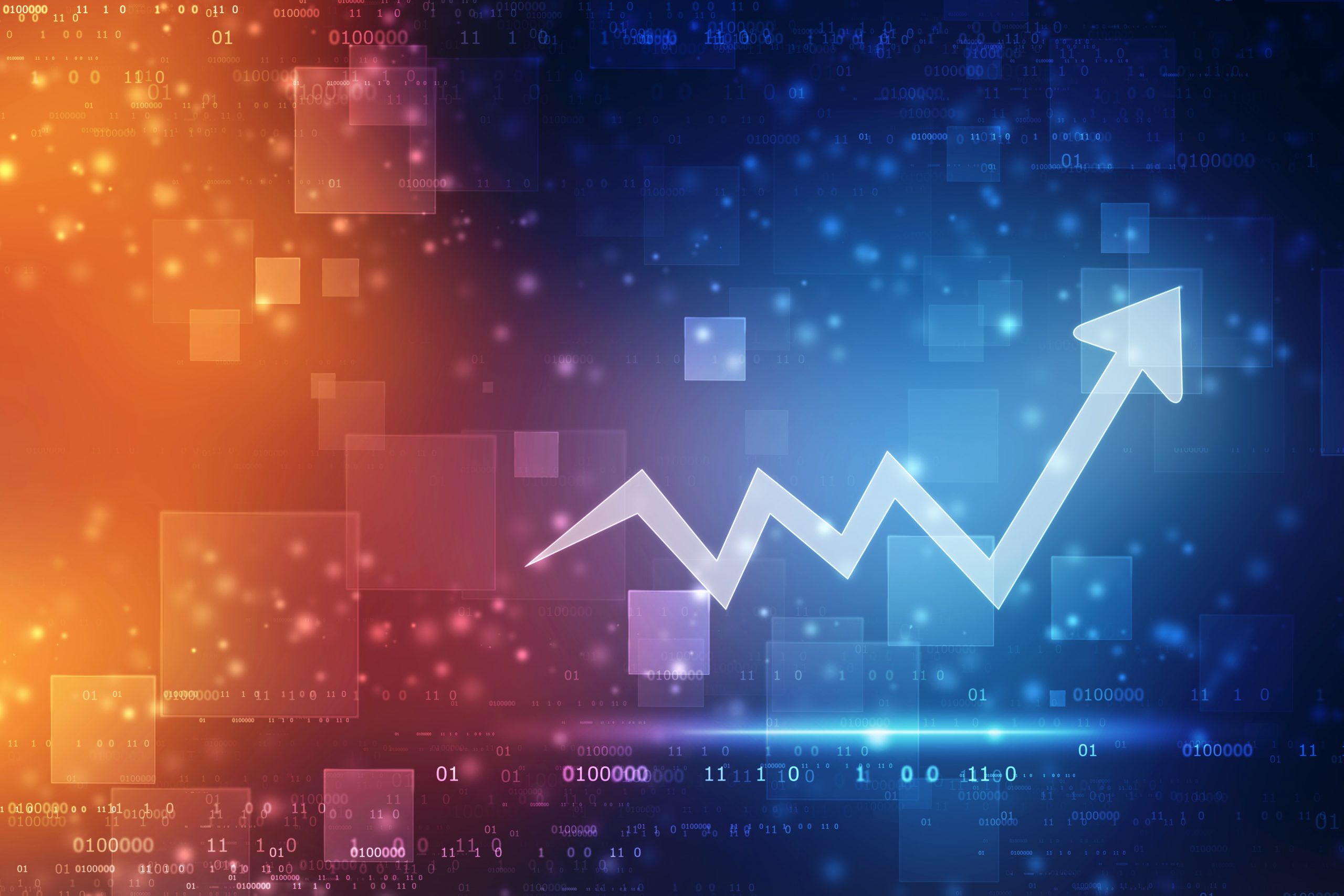 Futuristic raise arrow chart digital transformation abstract tec