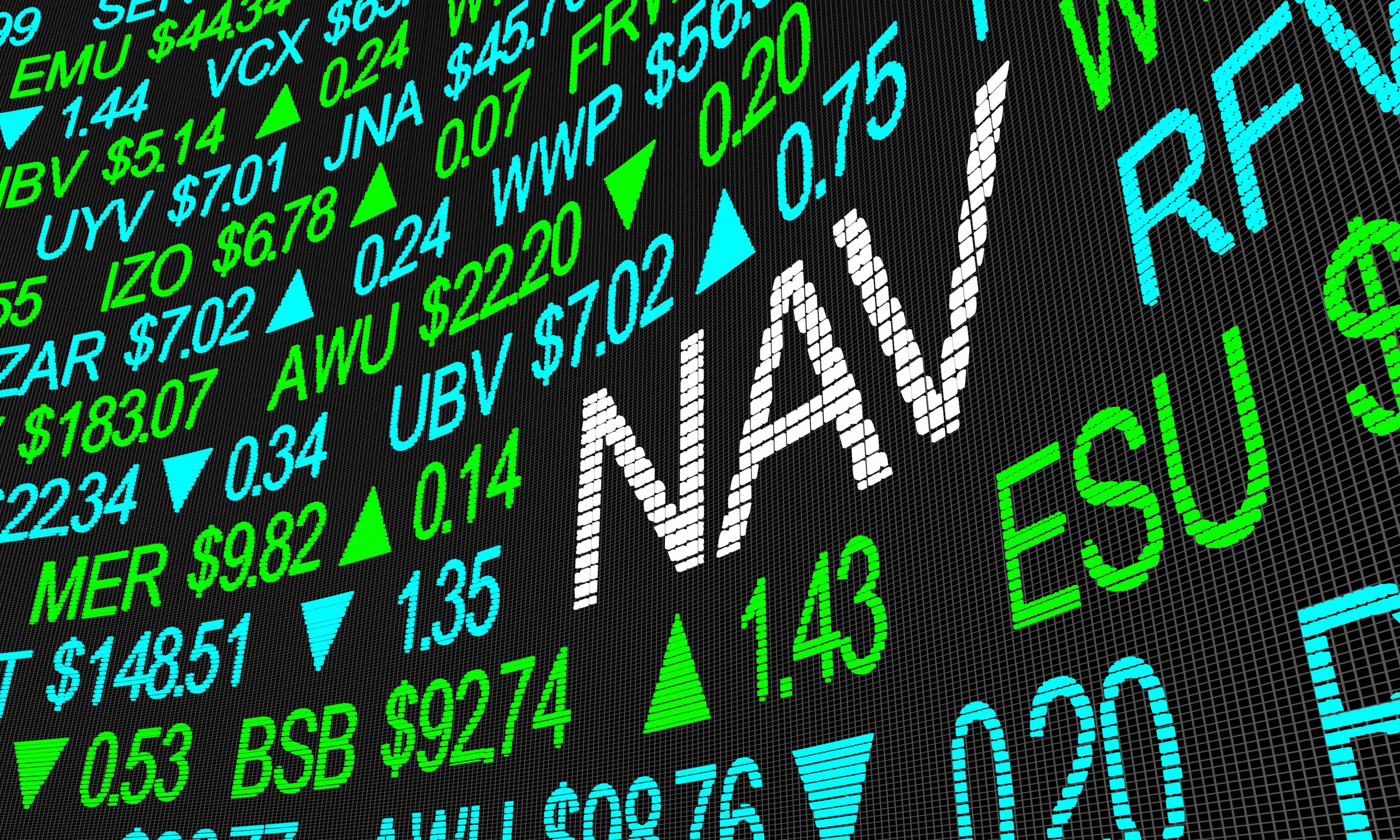 NAV Net Asset Value Stock Market Investment Symbols 3d Illustrat