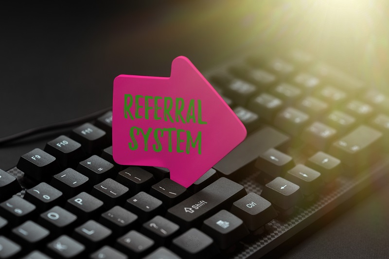 Text showing inspiration Referral System. Business approach sending own patient to another physician for treatment Creating Computer Programming Services, Typing New Worksheet Data