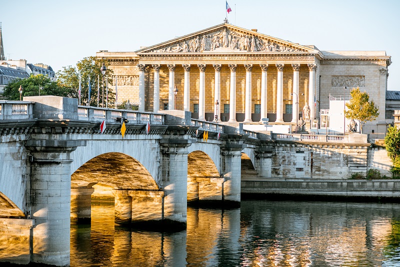 Concordia Bridge with National Assembly in Paris
