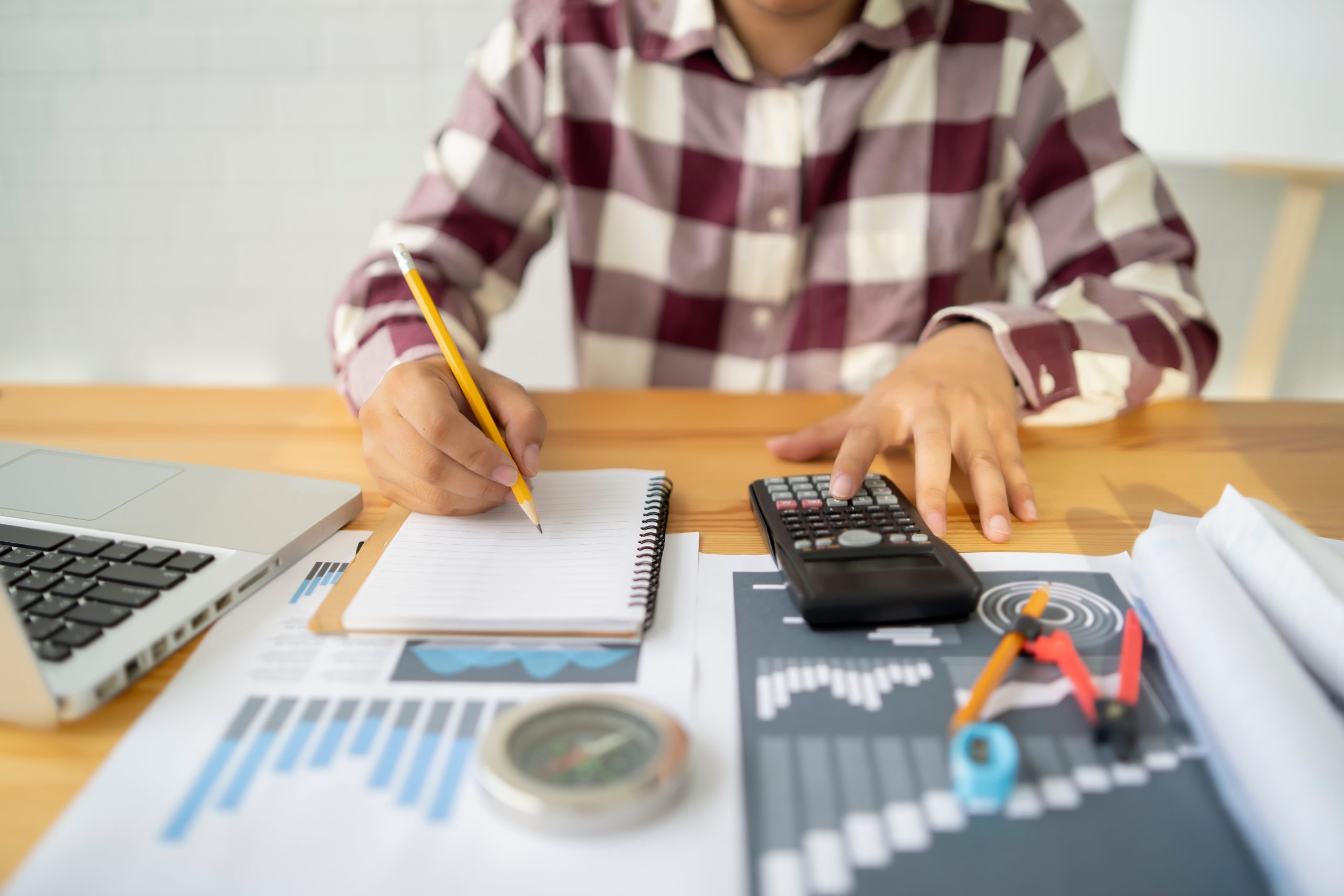 calculate inspector, finance,account concept,Asian business man