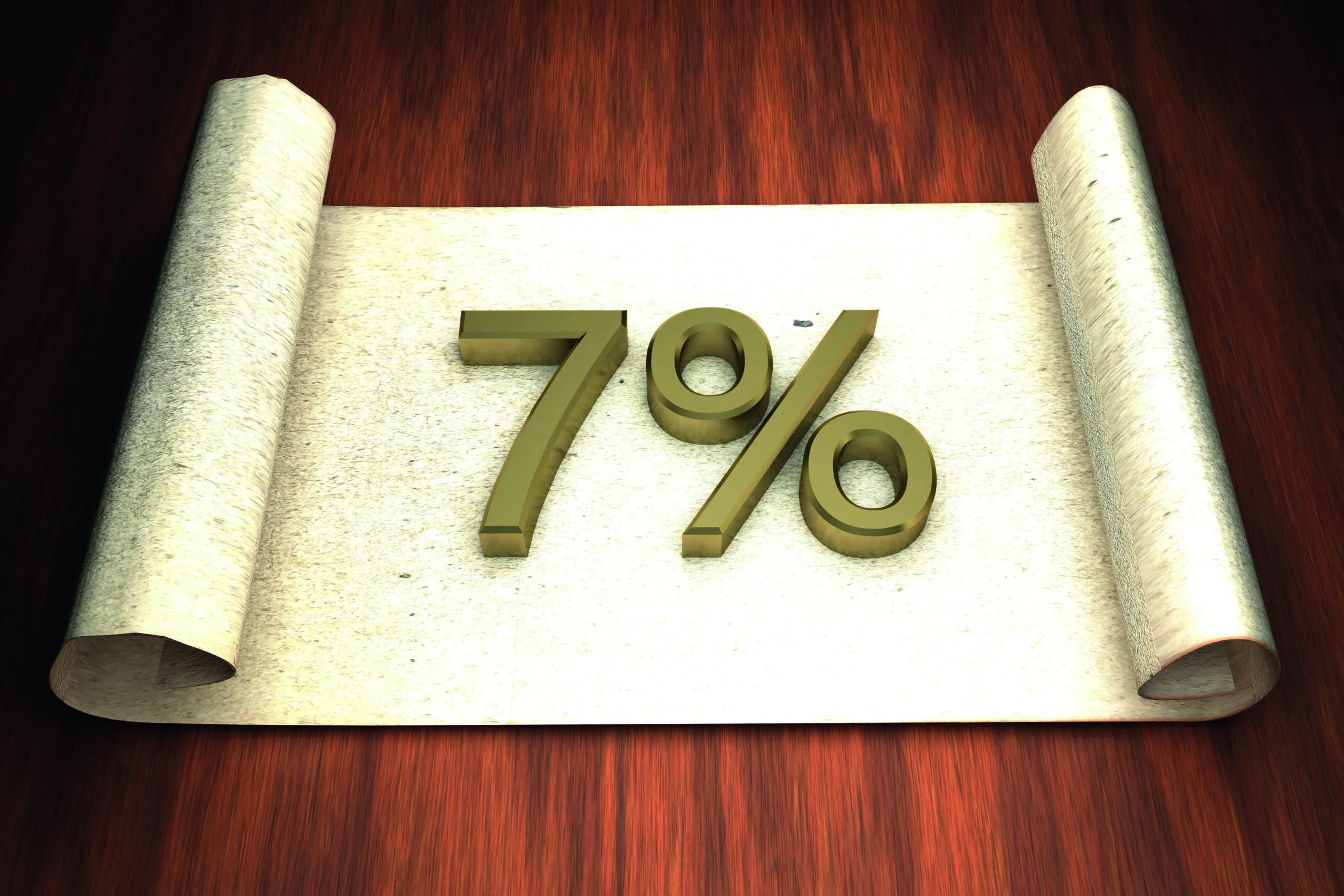 7,Per,Cent,,Golden,Numbers,,Over,Open,Paper,,3d,Rendering