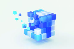 Abstract futuristic innovation business technology background with isometric 3d cube. 3d rendering.