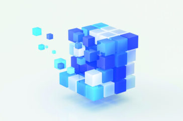 Abstract futuristic innovation business technology background with isometric 3d cube. 3d rendering.