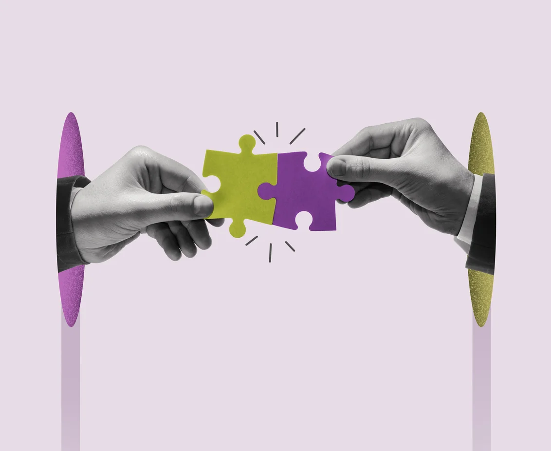 Coordinated teamwork. Business concept.