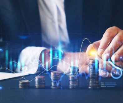 Financial investment and success market stock technology currency report.Money business financial graph diagram of coin. Financial growth data or investment market profit bar.
